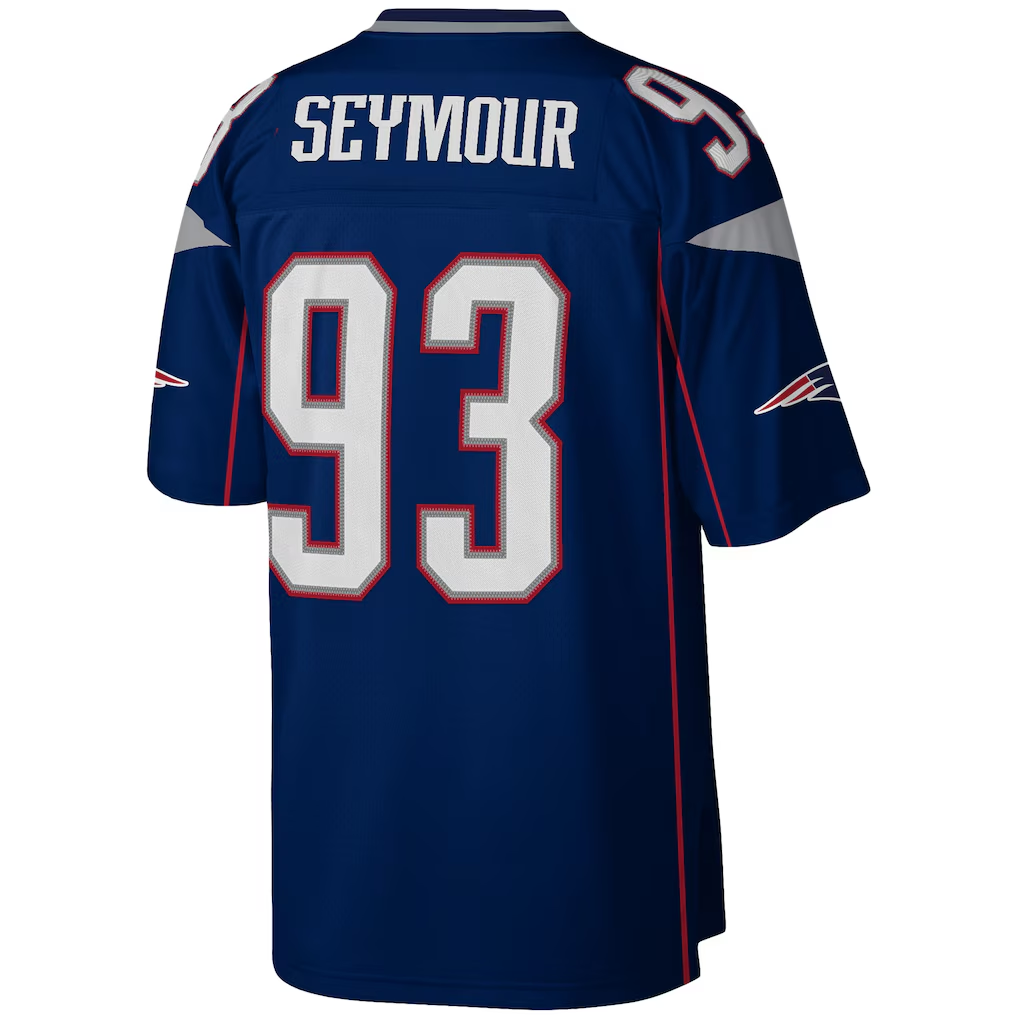 Johmsee NE.Patriots #93 Richard Seymour Mitchell & Ness Navy Legacy Replica Stitched Puhic Jersey