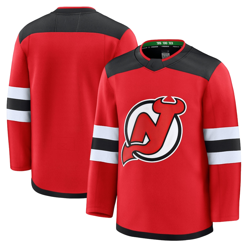 Johmsee NJ.Devils Red Home Premium Jerseys