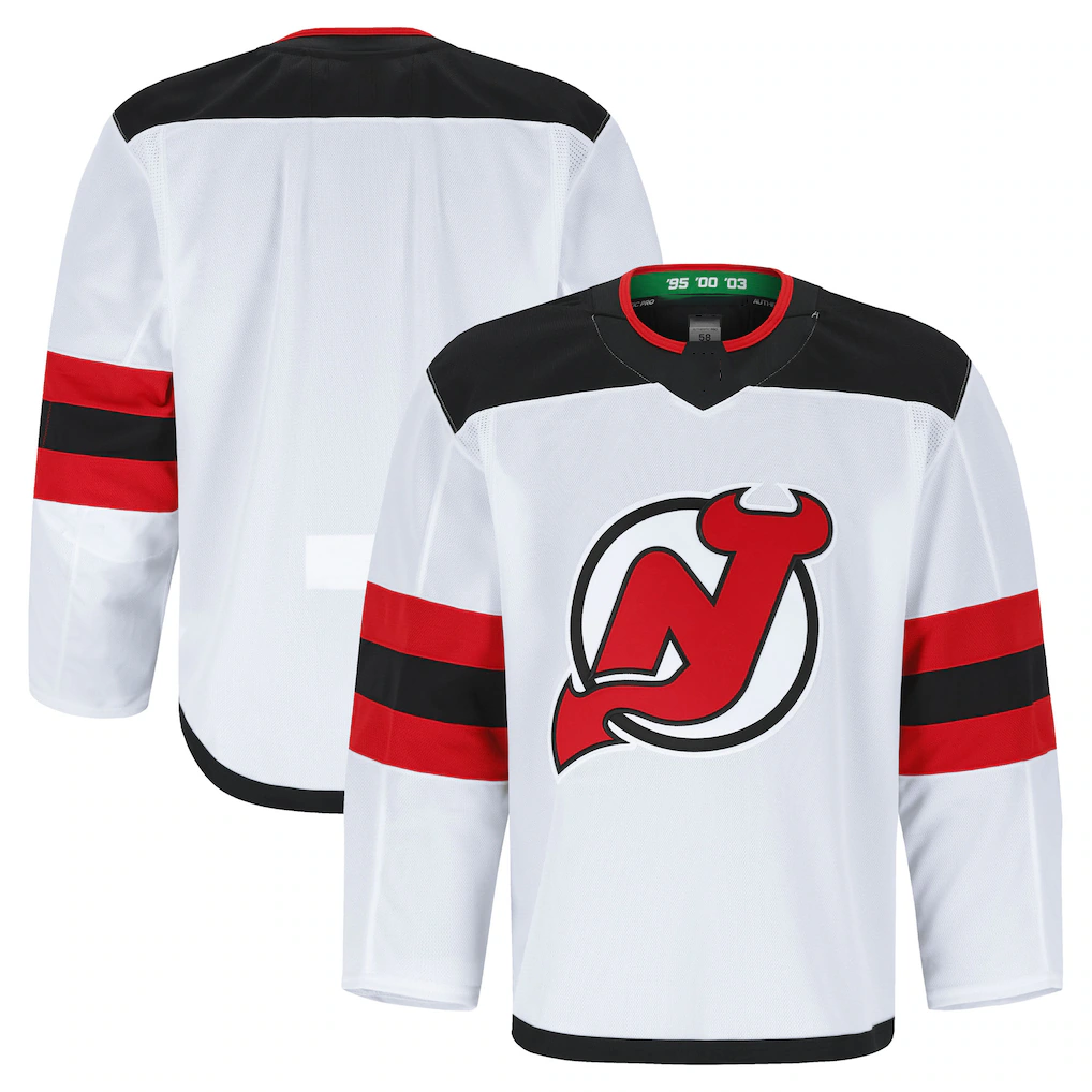 Johmsee NJ.Devils White Away Authentic Pro Jerseys