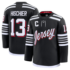 Johmsee NJ.Devils #13 Nico Hischier Black Alternate Premium Jerseys
