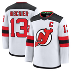 Johmsee NJ.Devils #13 Nico Hischier White Away Premium Jerseys