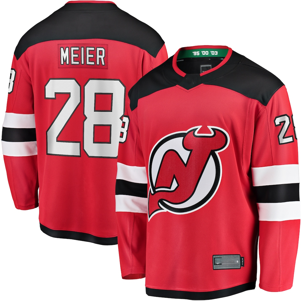 Johmsee NJ.Devils #28 Timo Meier Red Home Breakaway Jerseys