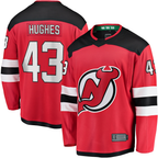 Johmsee NJ.Devils #43 Luke Hughes Red Home Breakaway Player Jerseys