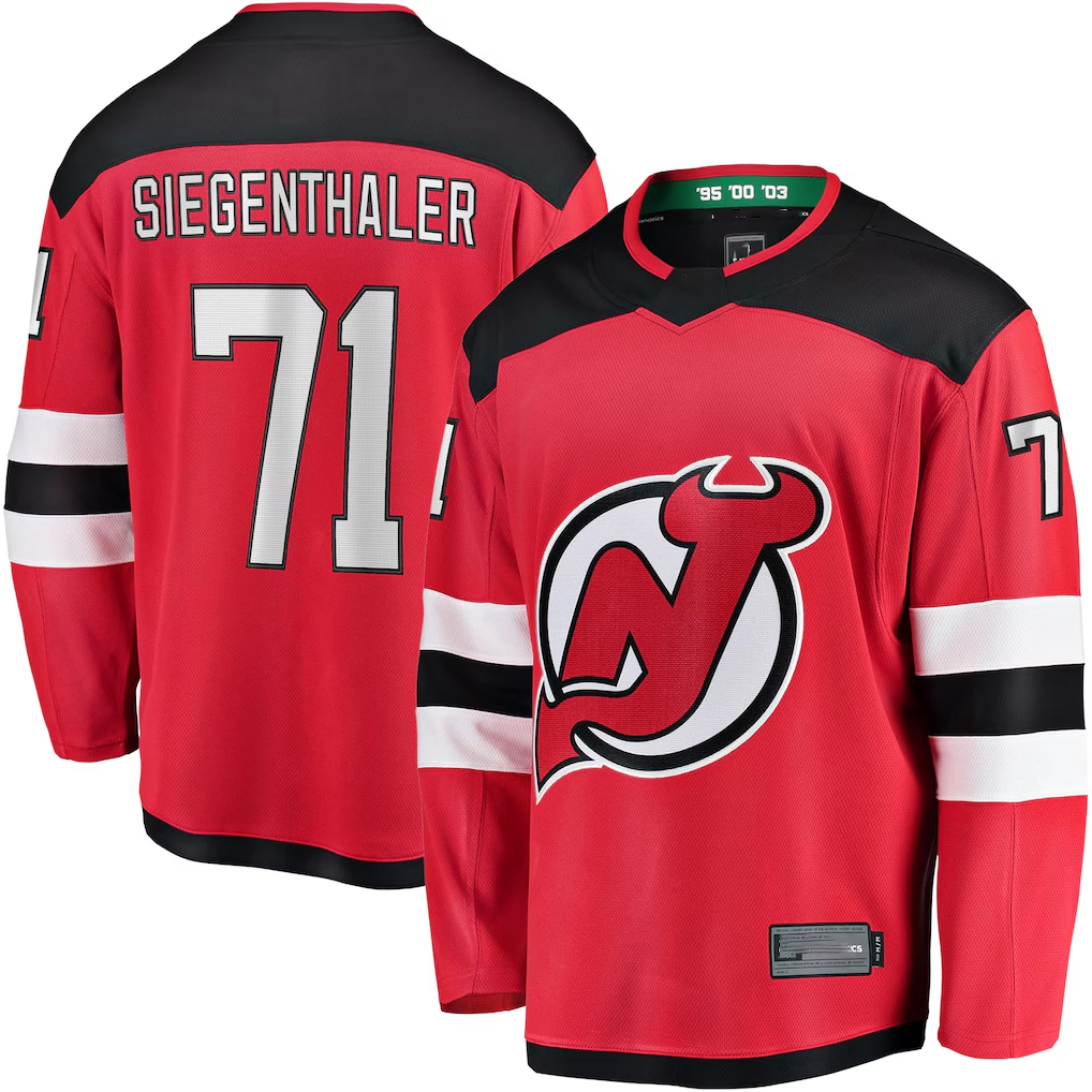 Johmsee NJ.Devils #71 Jonas Siegenthaler Red Home Breakaway Player Jerseys