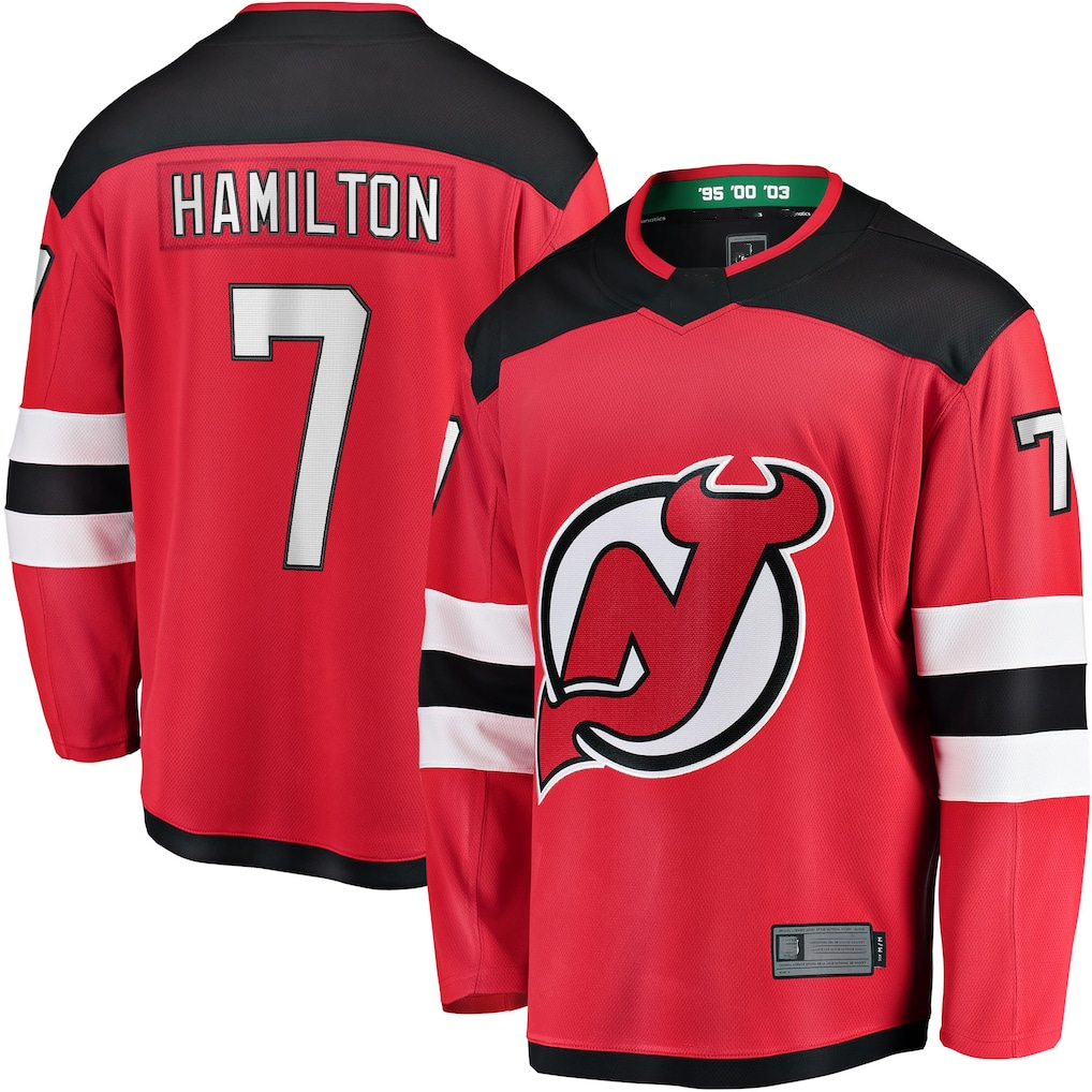 Johmsee NJ.Devils #7 Dougie Hamilton Red Breakaway Player Jerseys