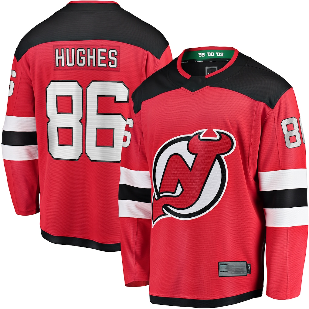 Johmsee NJ.Devils #86 Jack Hughes Red Breakaway Player Jerseys