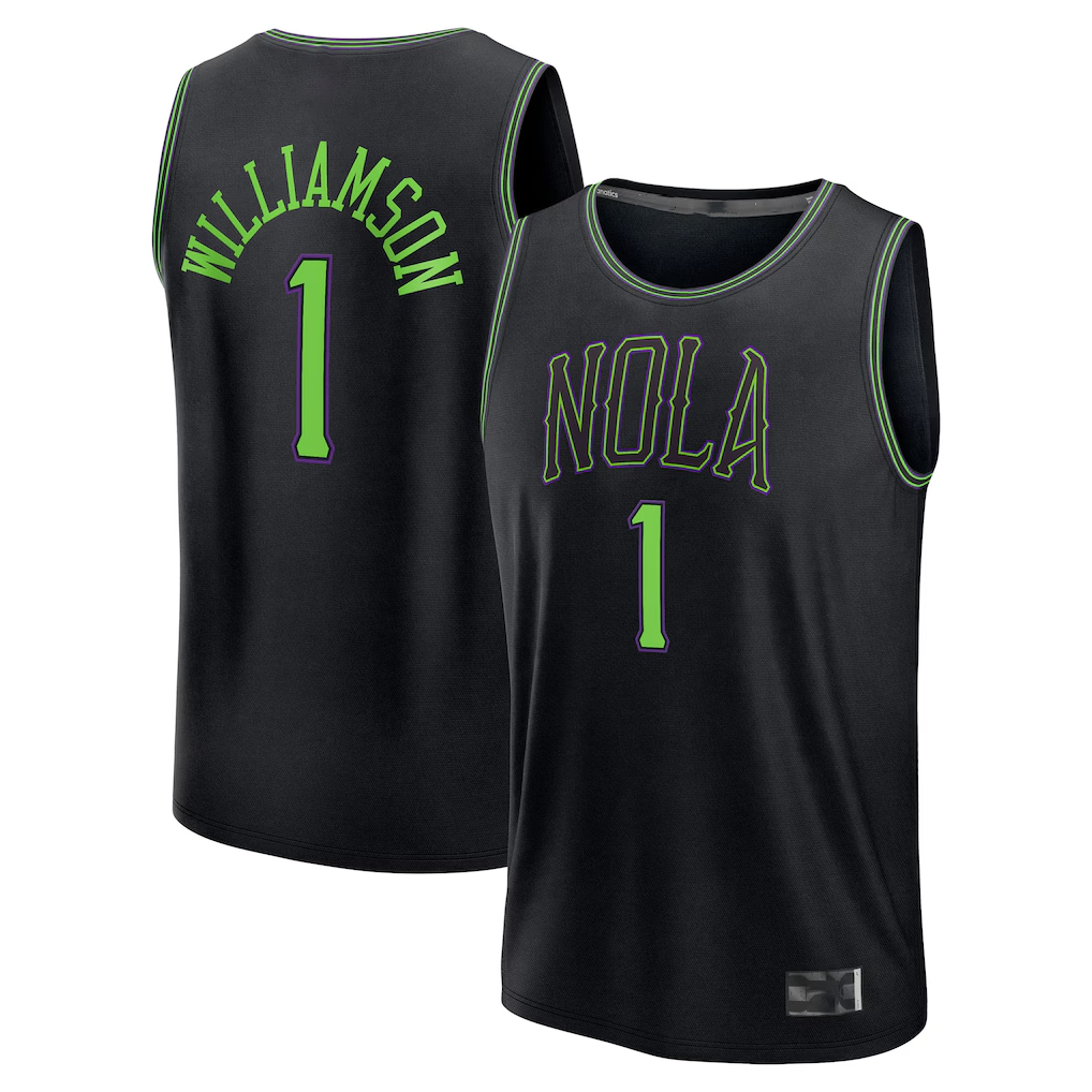 Johmsee NO.Pelicans #1 Zion Williamson Black 2025-2026 City Edition Fast Break Stitched Jerseys