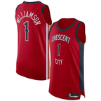 Johmsee NO.Pelicans #1 Zion Williamson Red Authentic Stitched Jerseys- Statement Edition