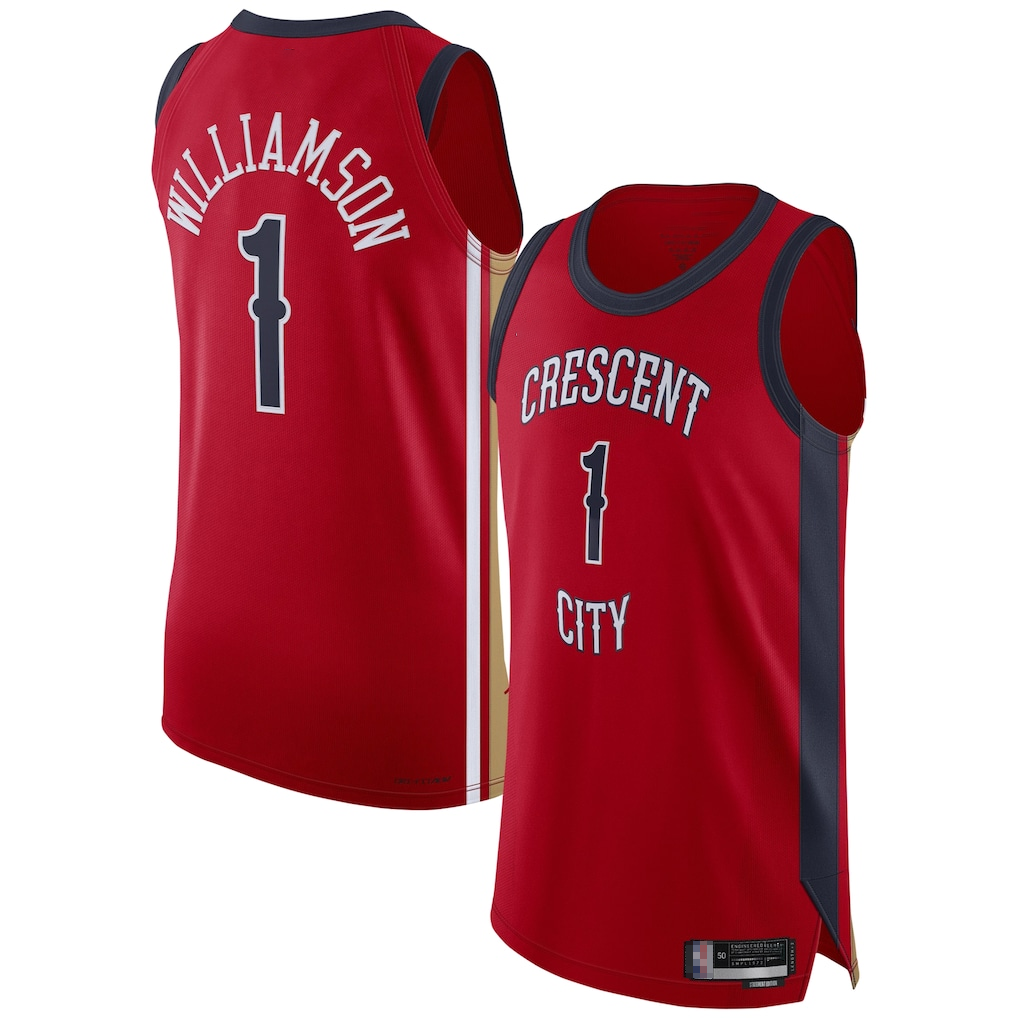 Johmsee NO.Pelicans #1 Zion Williamson Red Authentic Stitched Jerseys- Statement Edition