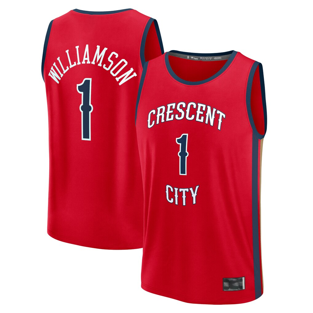 Johmsee NO.Pelicans #1 Zion Williamson Red Fast Break Replica Player Stitched Jerseys- Statement Edition