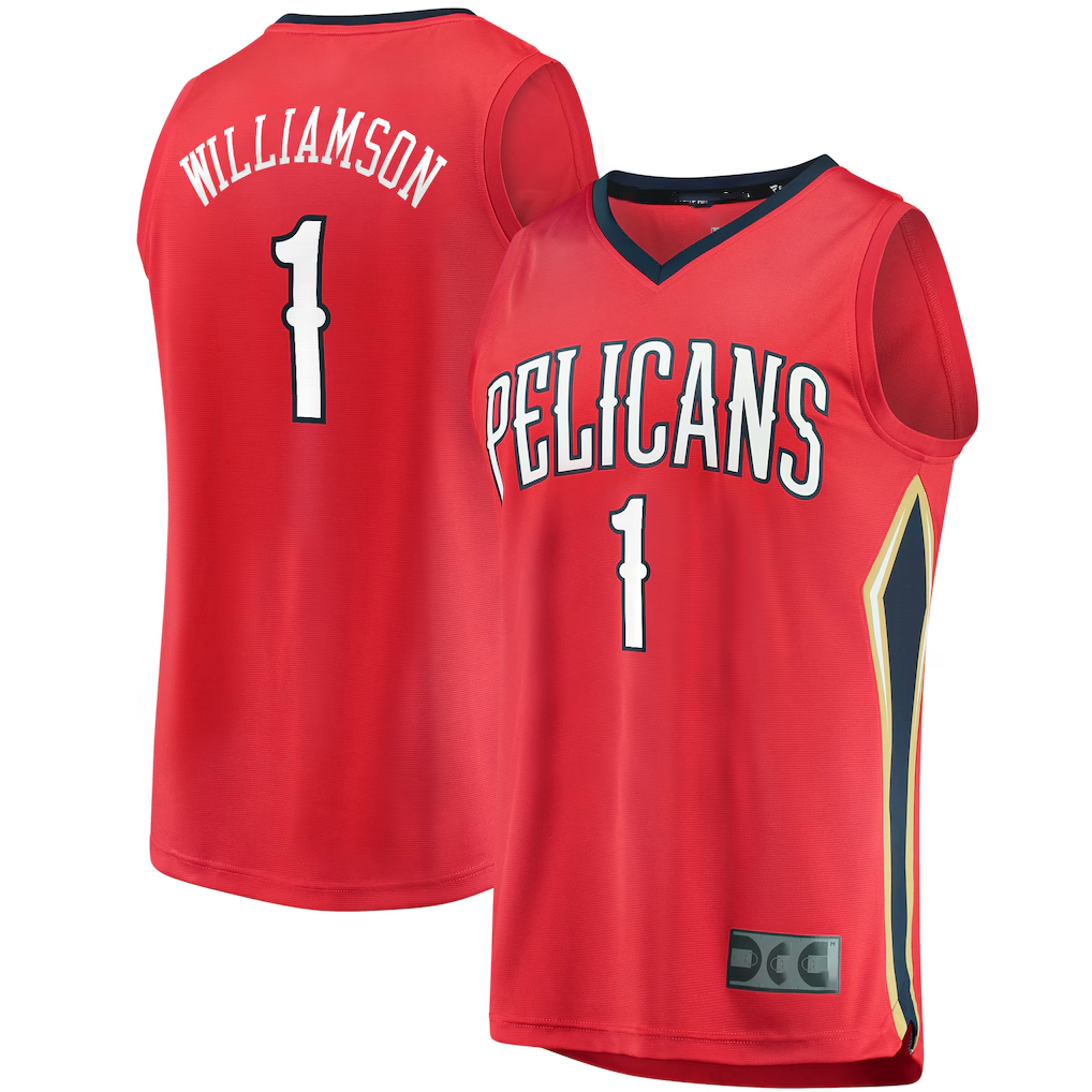 Johmsee NO.Pelicans #1 Zion Williamson Red Replica Fast Break Stitched Jerseys- Statement Edition