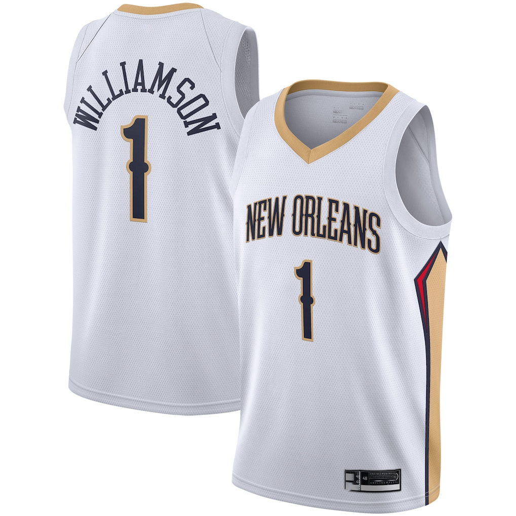 Johmsee NO.Pelicans #1 Zion Williamson White 2019-2020 Swingman Stitched Jerseys- Association Edition