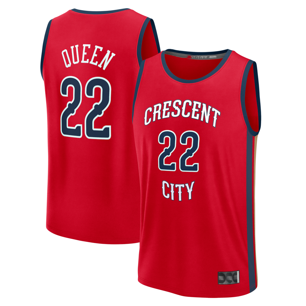 Johmsee NO.Pelicans #22 Derik Queen Red Fast Break Replica Player Stitched Jerseys- Statement Edition