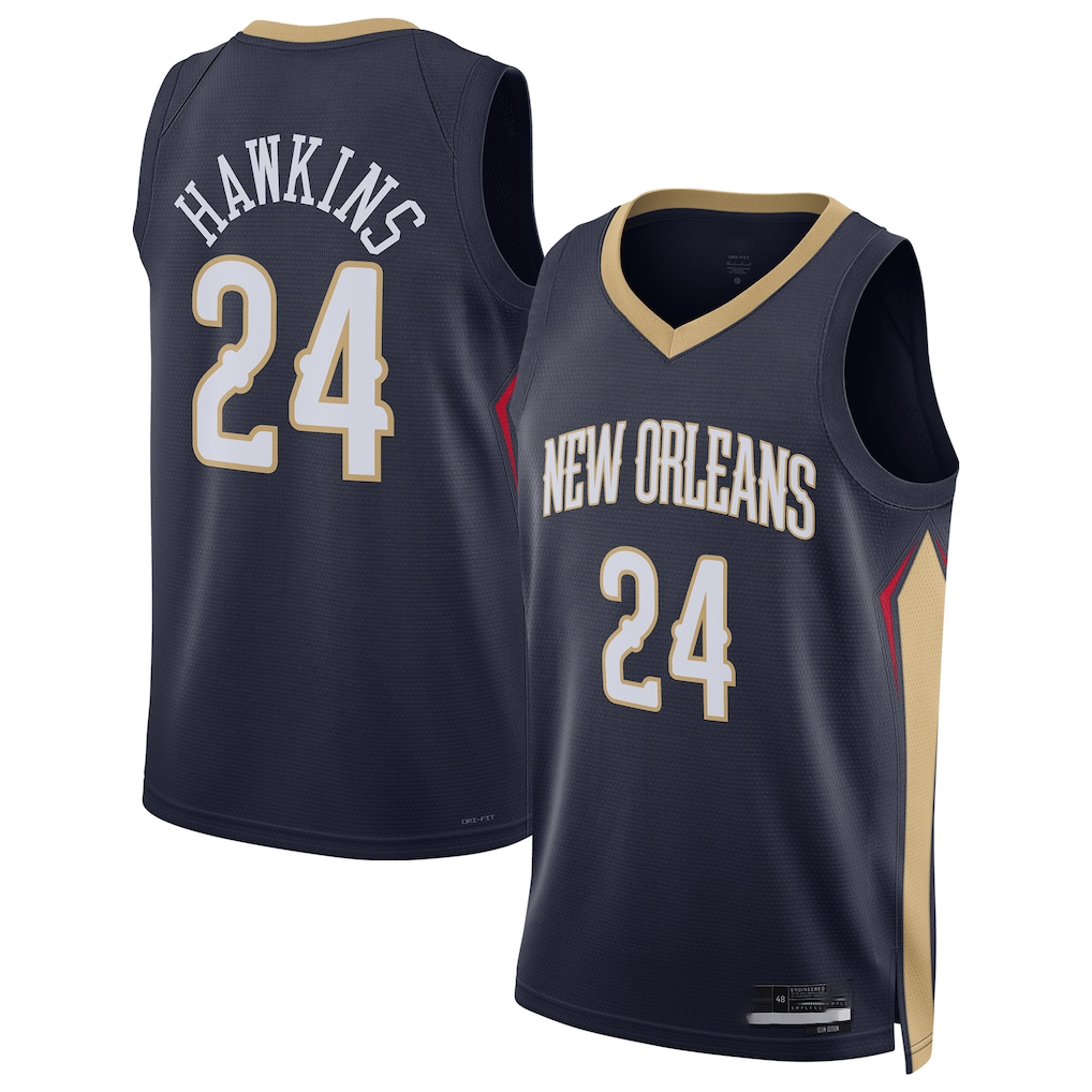 Johmsee NO.Pelicans #24 Jordan Hawkins Navy Swingman Stitched Jerseys- Icon Edition