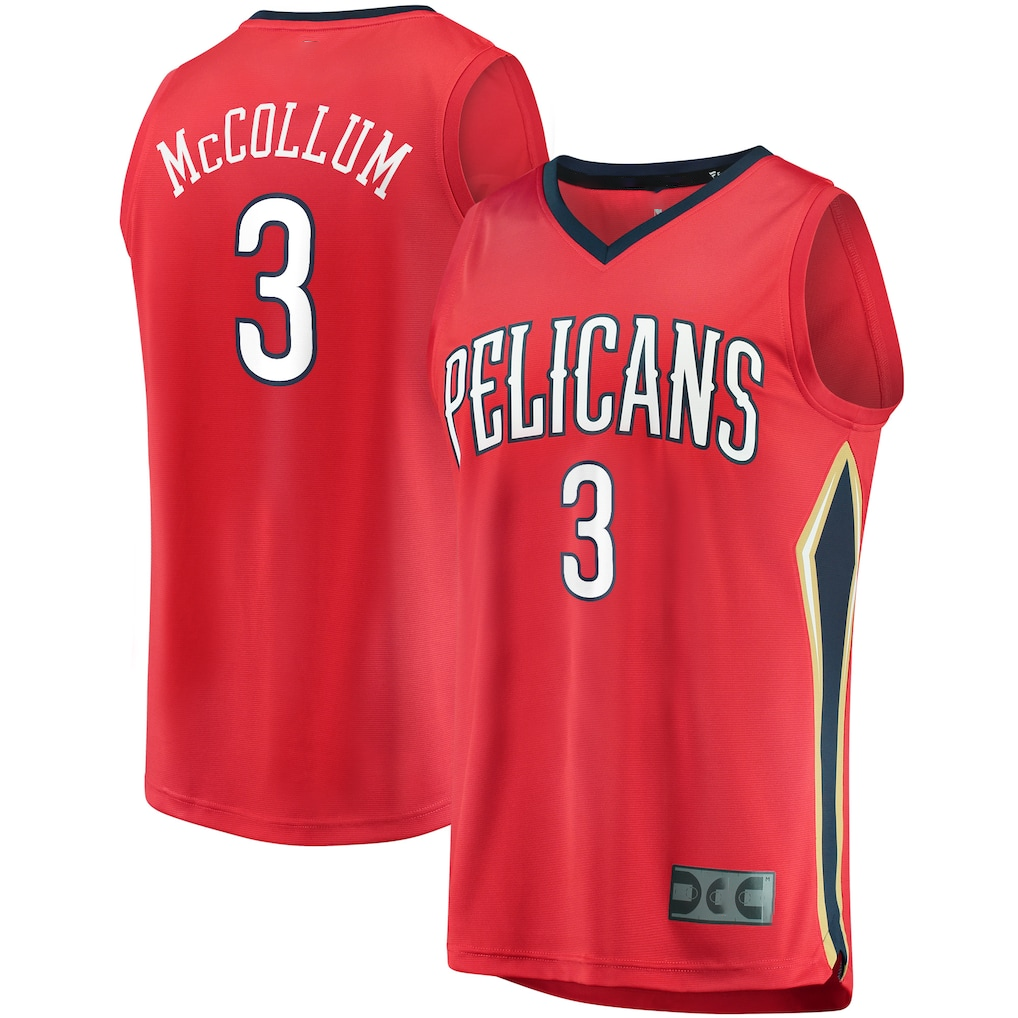 Johmsee NO.Pelicans #3 C.J. McCollum Red Fast Break Replica Player Stitched Jerseys- Statement Edition