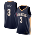 Johmsee NO.Pelicans #3 Jordan Poole Navy Swingman Stitched Jerseys- Icon Edition