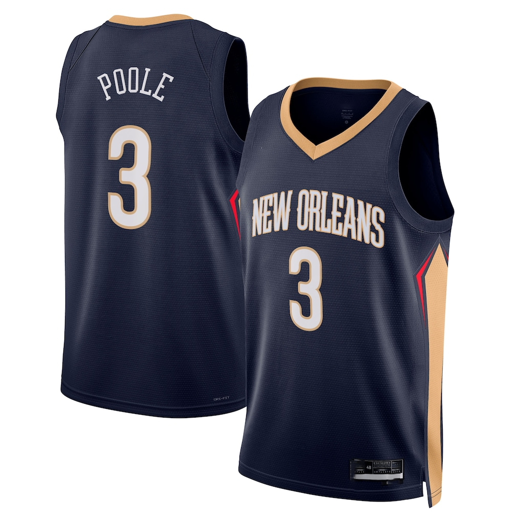 Johmsee NO.Pelicans #3 Jordan Poole Navy Swingman Stitched Jerseys- Icon Edition