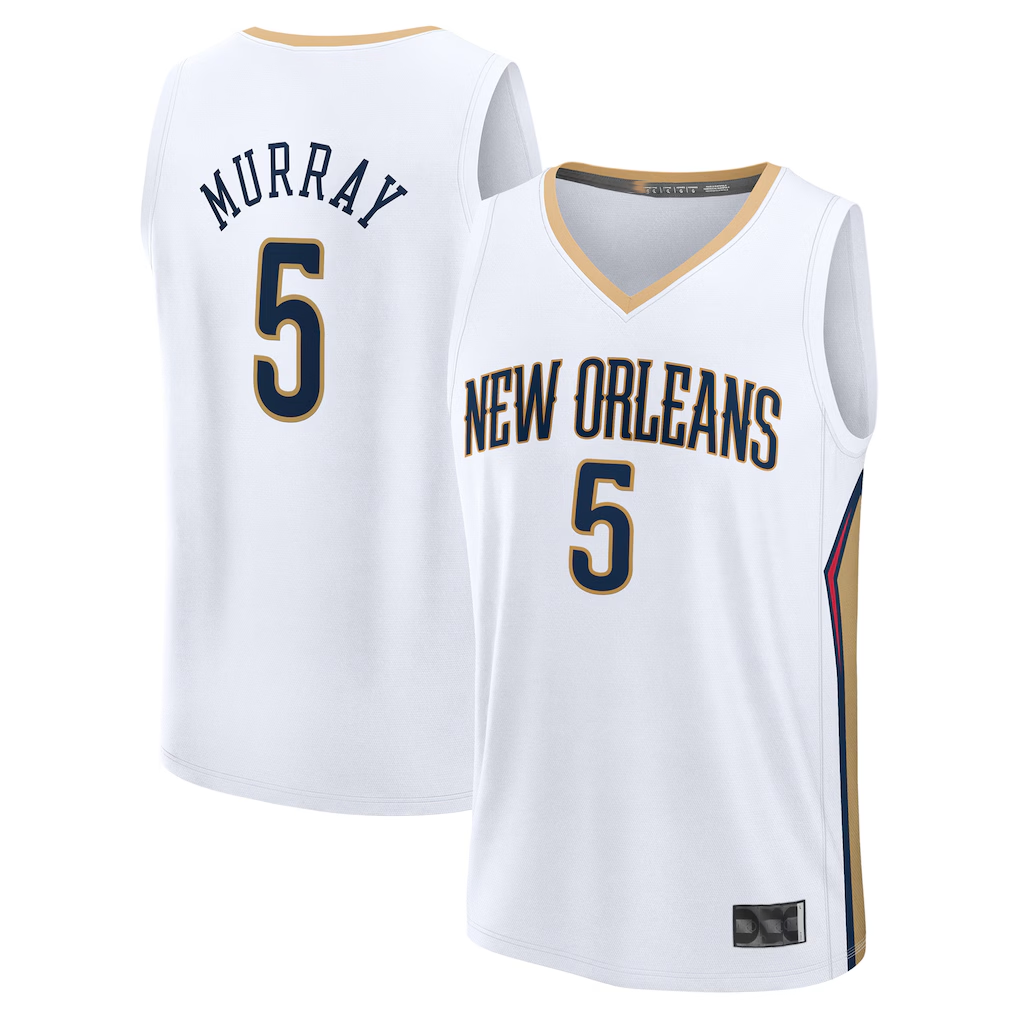 Johmsee NO.Pelicans #5 Dejounte Murray White Fast Break Replica Player Stitched Jerseys- Association Edition