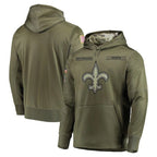 Johmsee NO.Saints Olive Salute to Service Pullover Hoodies Home Game Blank Player Stitched Jerseys
