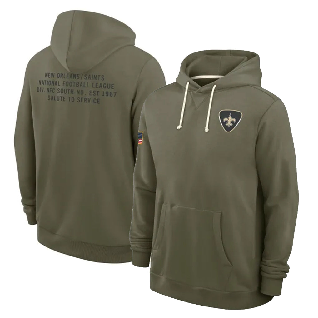 Johmsee NO.Saints Olive Salute to Service Pullover Hoodies Limited Blank Player Stitched Jerseys
