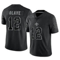 Johmsee NO.Saints #12 Chris Olave Player Black Limited Reflective Home Game Stitched Jerseys