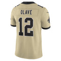 Johmsee NO.Saints #12 Chris Olave Player Gold Alternate Vapor F.U.S.E. Limited Stitched Jerseys