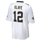 Johmsee NO.Saints #12 Chris Olave Player White Home Game Stitched Jerseys