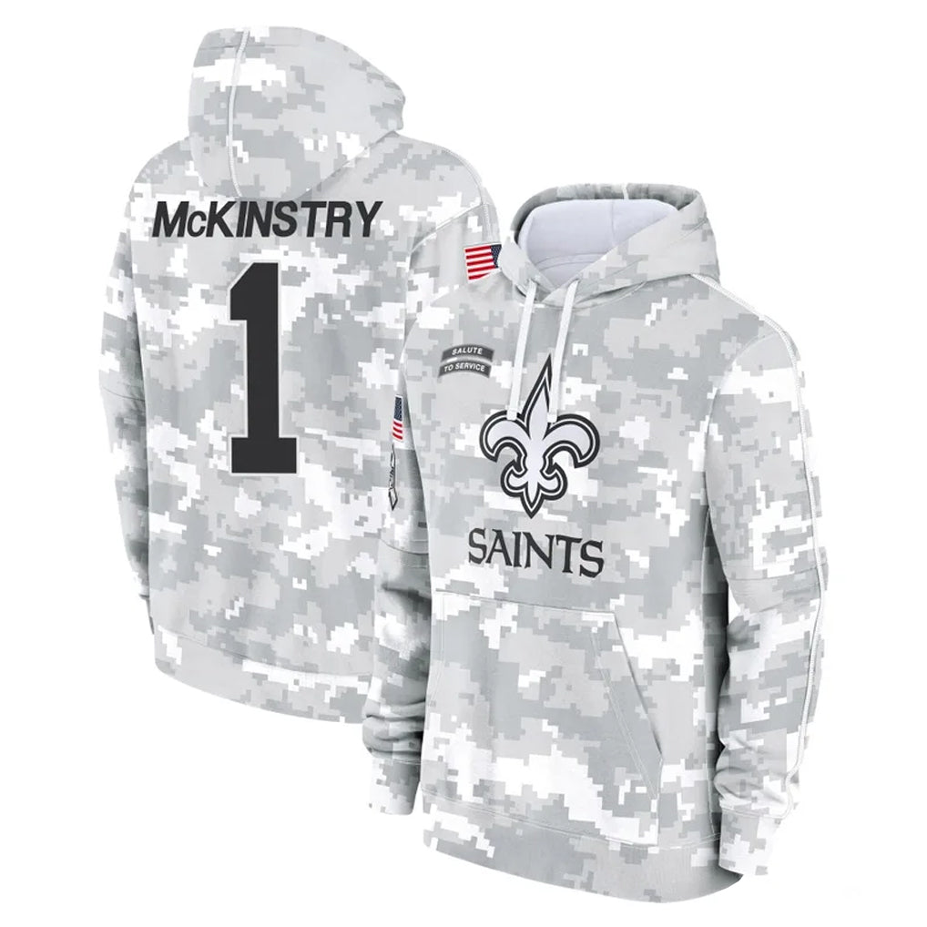 Johmsee NO.Saints #1 Kool-Aid McKinstry Player Arctic Camo Salute to Service Pullover Hoodies Limited Game Stitched Jerseys