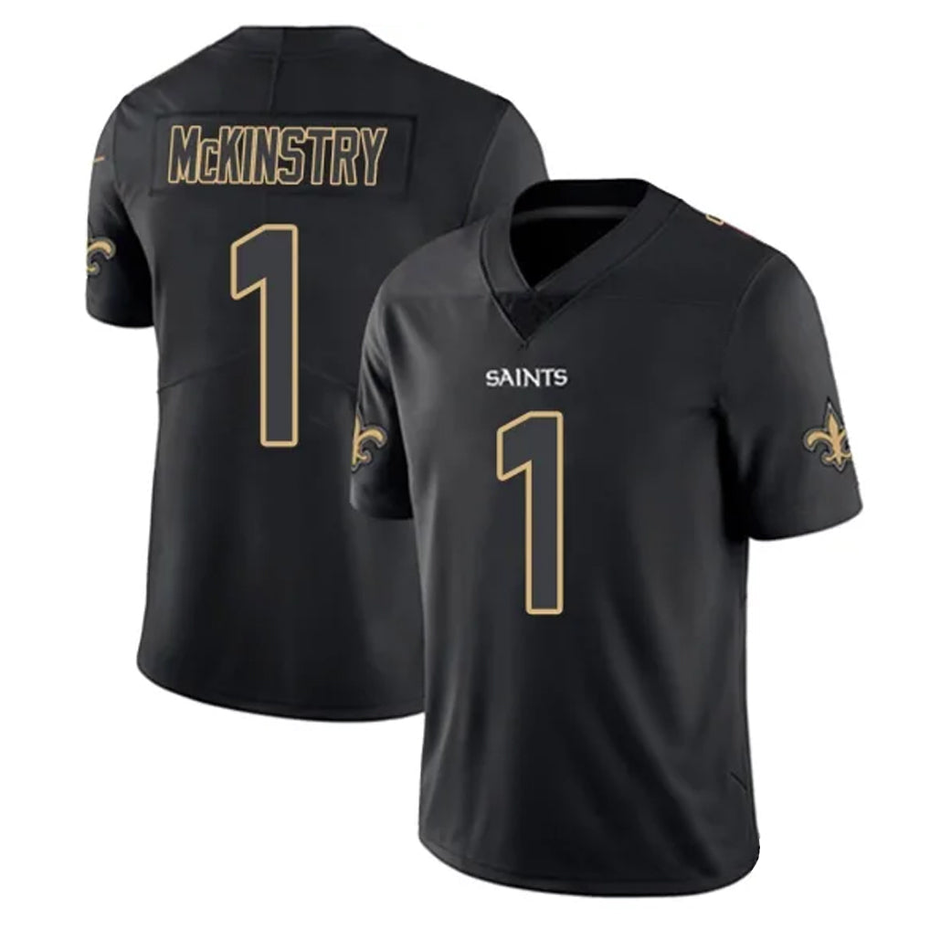 Johmsee NO.Saints #1 Kool-Aid McKinstry Player Black Impact Limited Home Game Stitched Jerseys