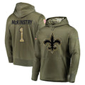 Johmsee NO.Saints #1 Kool-Aid McKinstry Player Olive Salute to Service Pullover Hoodies Home Game Stitched Jerseys