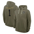 Johmsee NO.Saints #1 Kool-Aid McKinstry Player Olive Salute to Service Pullover Hoodies Limited Stitched Jerseys