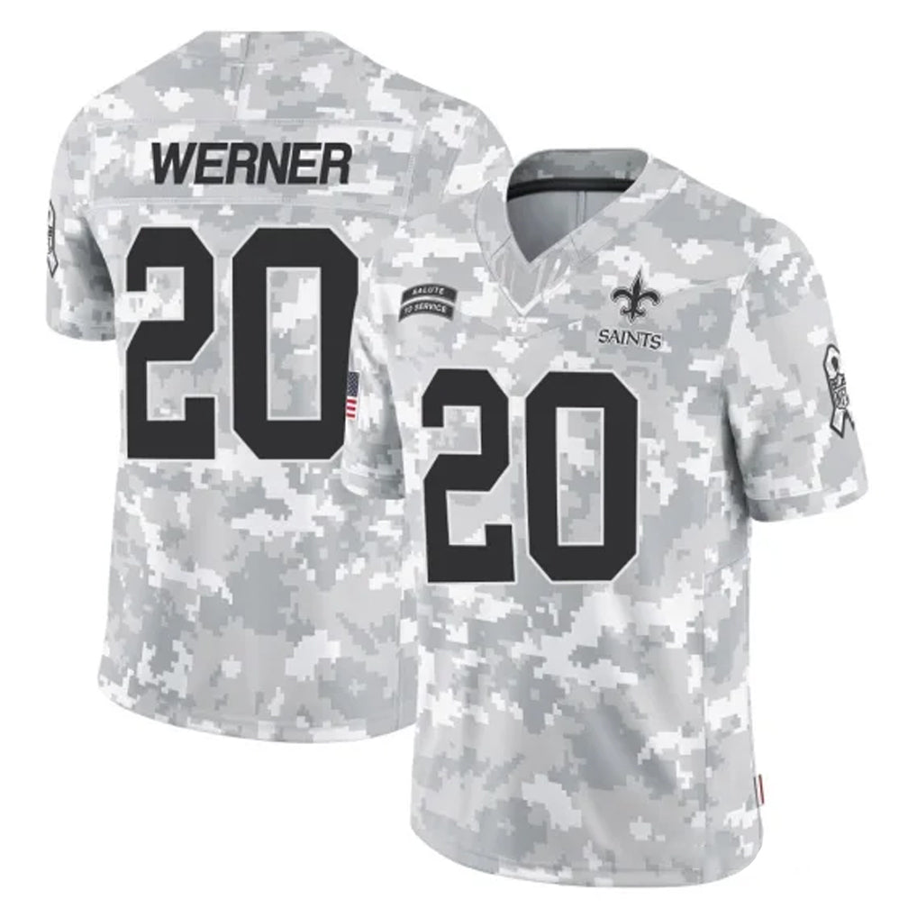 Johmsee NO.Saints #20 Pete Werner Player Arctic Camo Salute To Service Limited Game Stitched Jerseys
