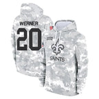Johmsee NO.Saints #20 Pete Werner Player Arctic Camo Salute to Service Pullover Hoodies Limited Game Stitched Jerseys