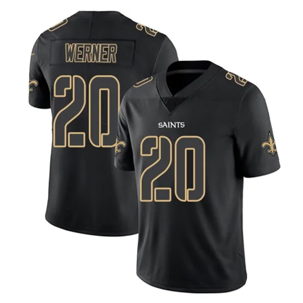Johmsee NO.Saints #20 Pete Werner Player Black Impact Limited Home Game Stitched Jerseys