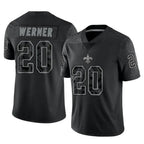 Johmsee NO.Saints #20 Pete Werner Player Black Limited Reflective Home Game Stitched Jerseys