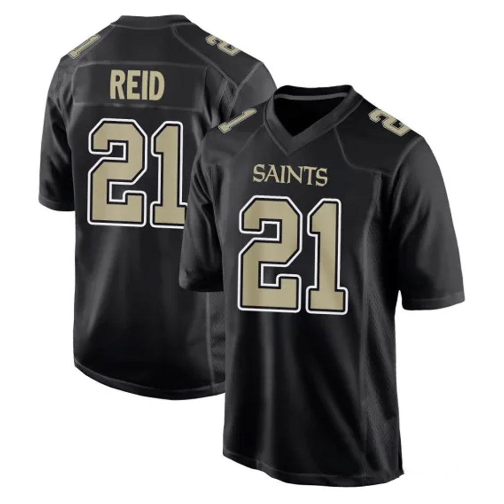 Johmsee NO.Saints #21 Justin Reid Player Black Carbon Fashion Home Game Stitched Jerseys