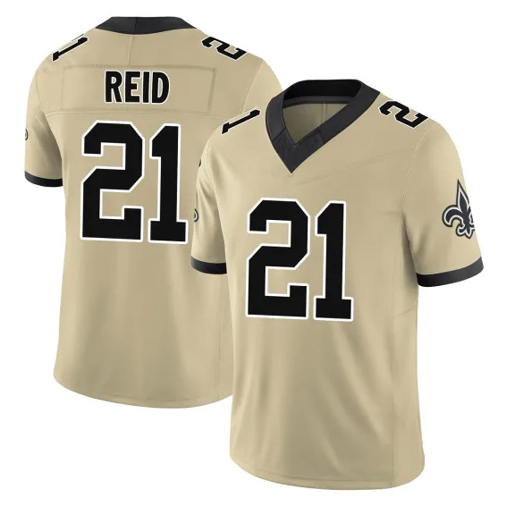 Johmsee NO.Saints #21 Justin Reid Player Gold Limited Vapor F.U.S.E. Home Game Stitched Jerseys