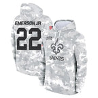Johmsee NO.Saints #22 Martin Emerson Jr. Player Arctic Camo Salute to Service Pullover Hoodies Limited Game Stitched Jerseys