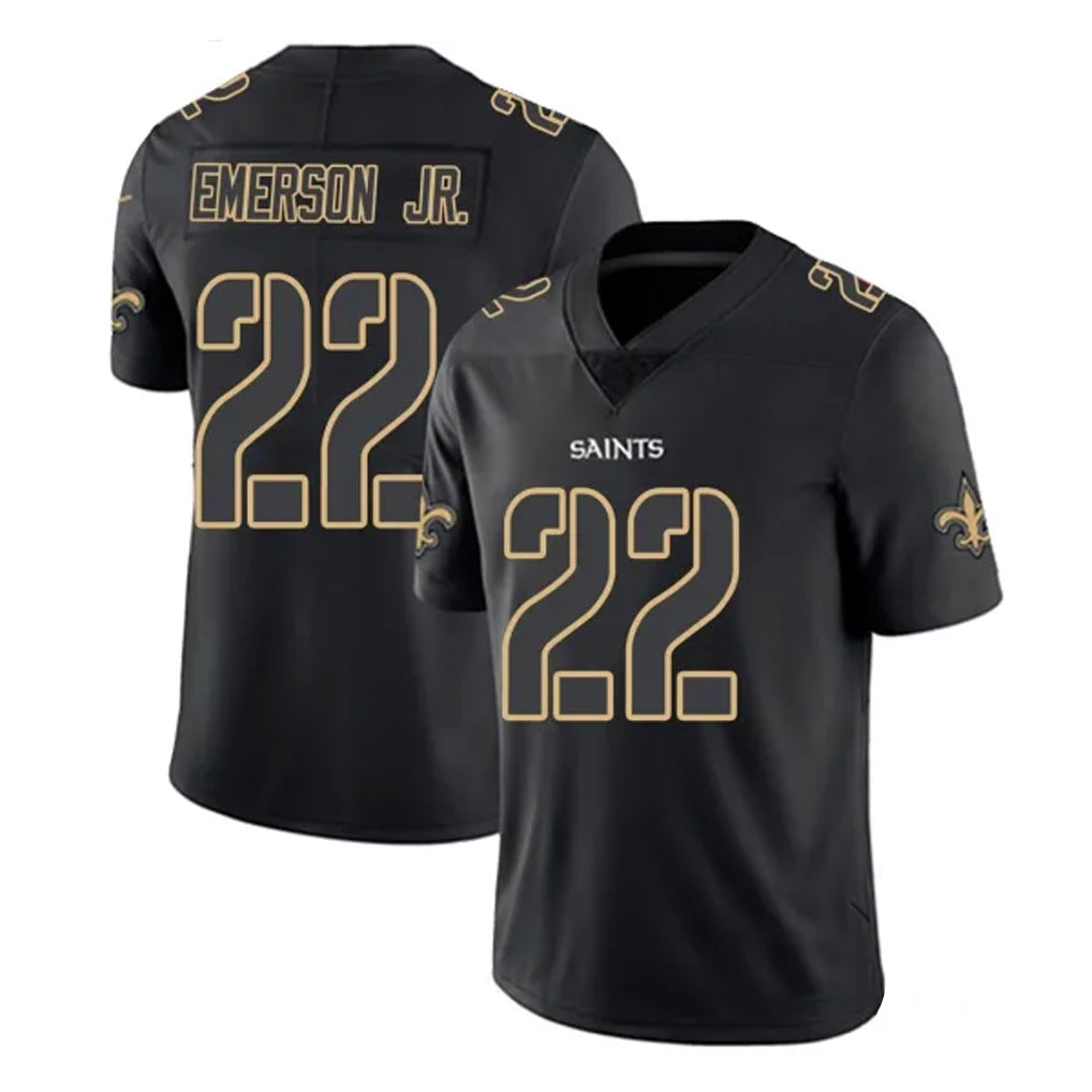 Johmsee NO.Saints #22 Martin Emerson Jr. Player Black Impact Limited Home Game Stitched Jerseys