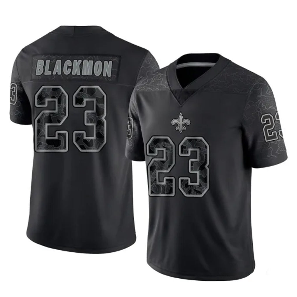 Johmsee NO.Saints #23 Julian Blackmon Player Black Limited Reflective Home Game Stitched Jerseys