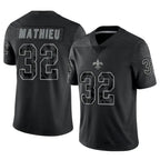 Johmsee NO.Saints #32 Tyrann Mathieu Player Black RFLCTV Limited Stitched Jerseys