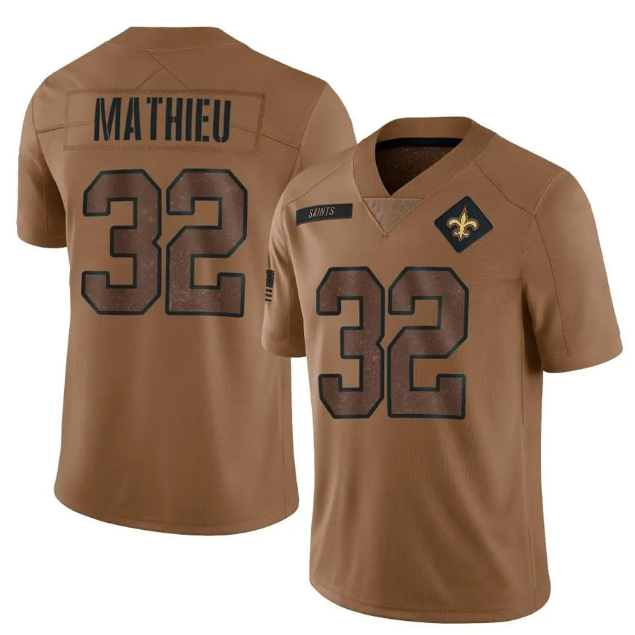 Johmsee NO.Saints #32 Tyrann Mathieu Player Brown Salute To Service Limited Stitched Jerseys