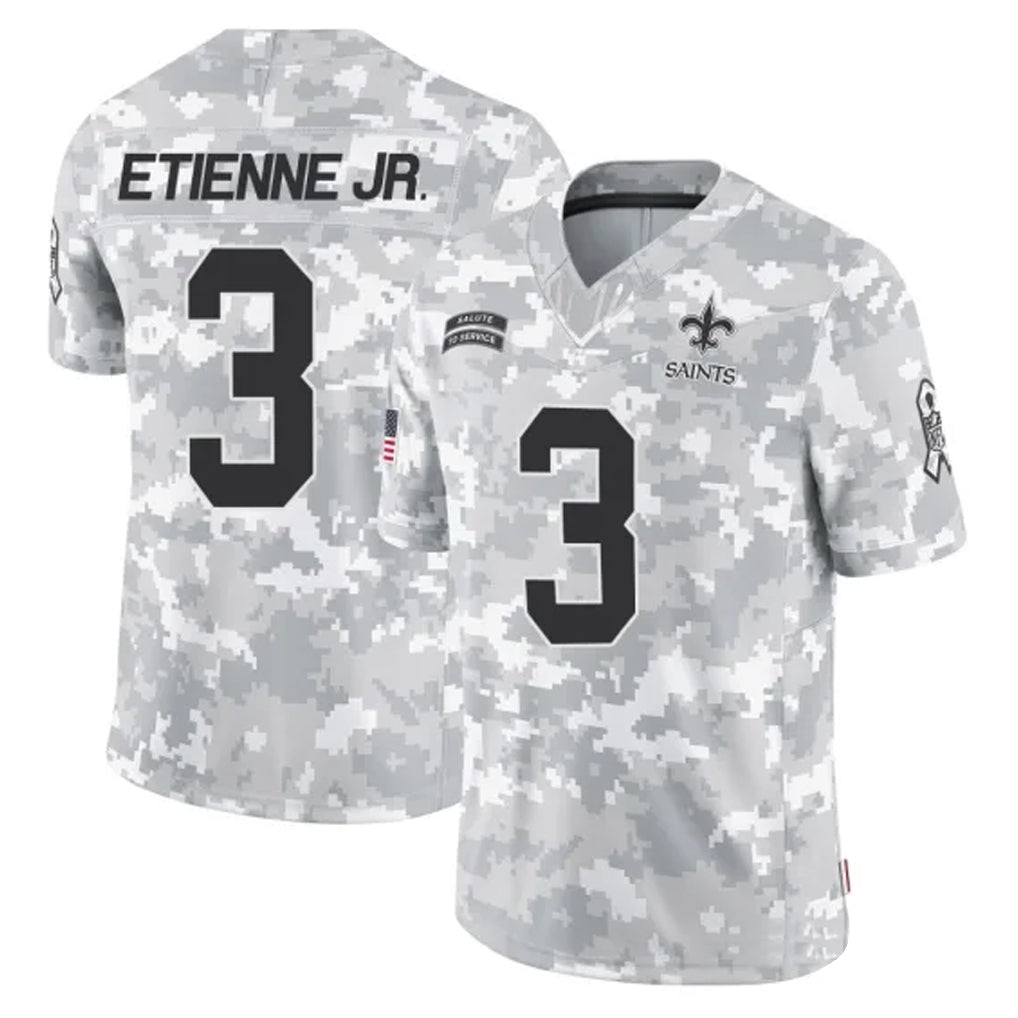 Johmsee NO.Saints #3 Travis Etienne Jr. Player Arctic Camo Salute To Service Limited Game Stitched Jerseys