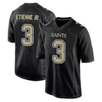 Johmsee NO.Saints #3 Travis Etienne Jr. Player Black Carbon Fashion Home Game Stitched Jerseys