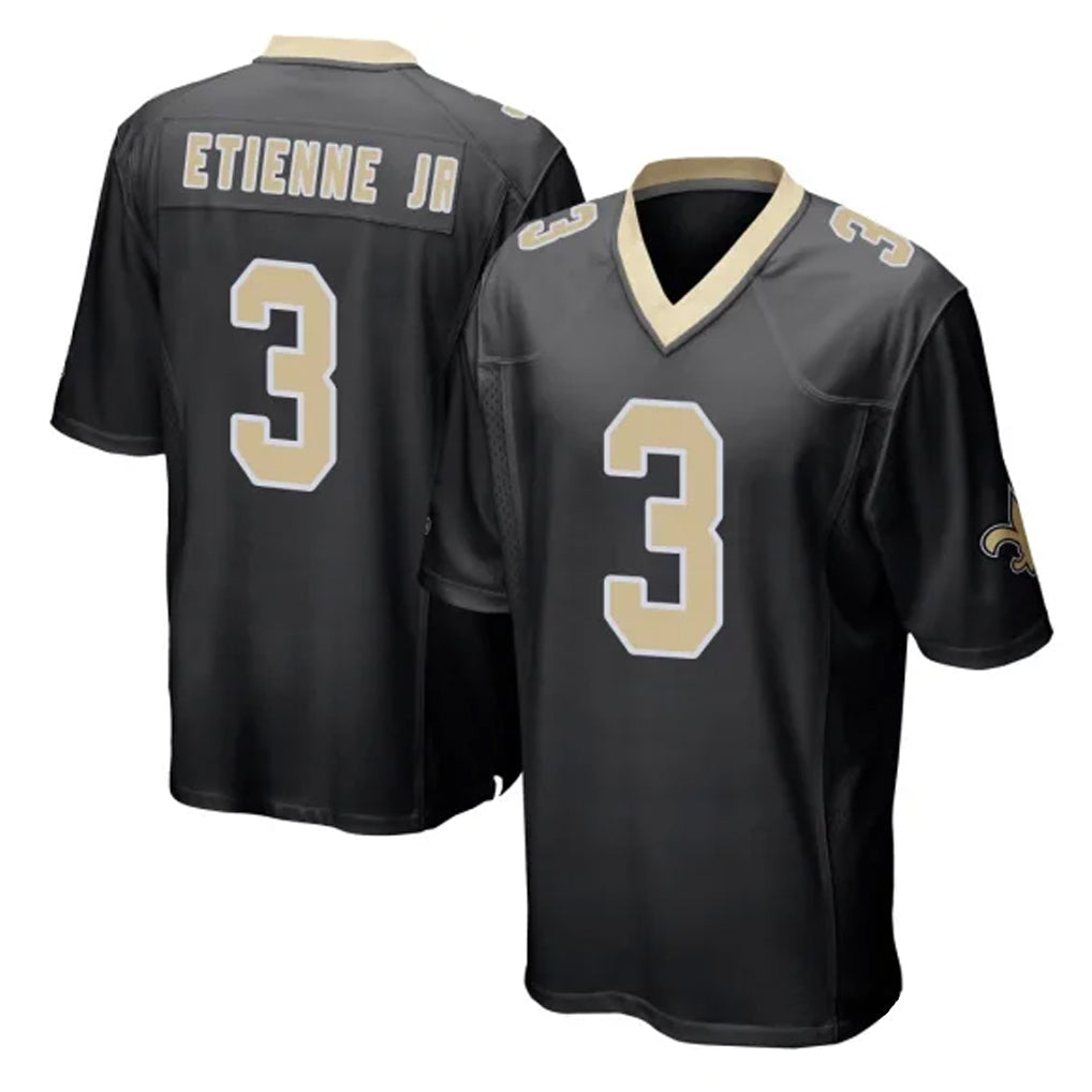 Johmsee NO.Saints #3 Travis Etienne Jr. Player Black Home Game Stitched Jerseys
