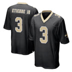 Johmsee NO.Saints #3 Travis Etienne Jr. Player Black Home Game Stitched Jerseys