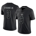 Johmsee NO.Saints #3 Travis Etienne Jr. Player Black Limited Reflective Home Game Stitched Jerseys