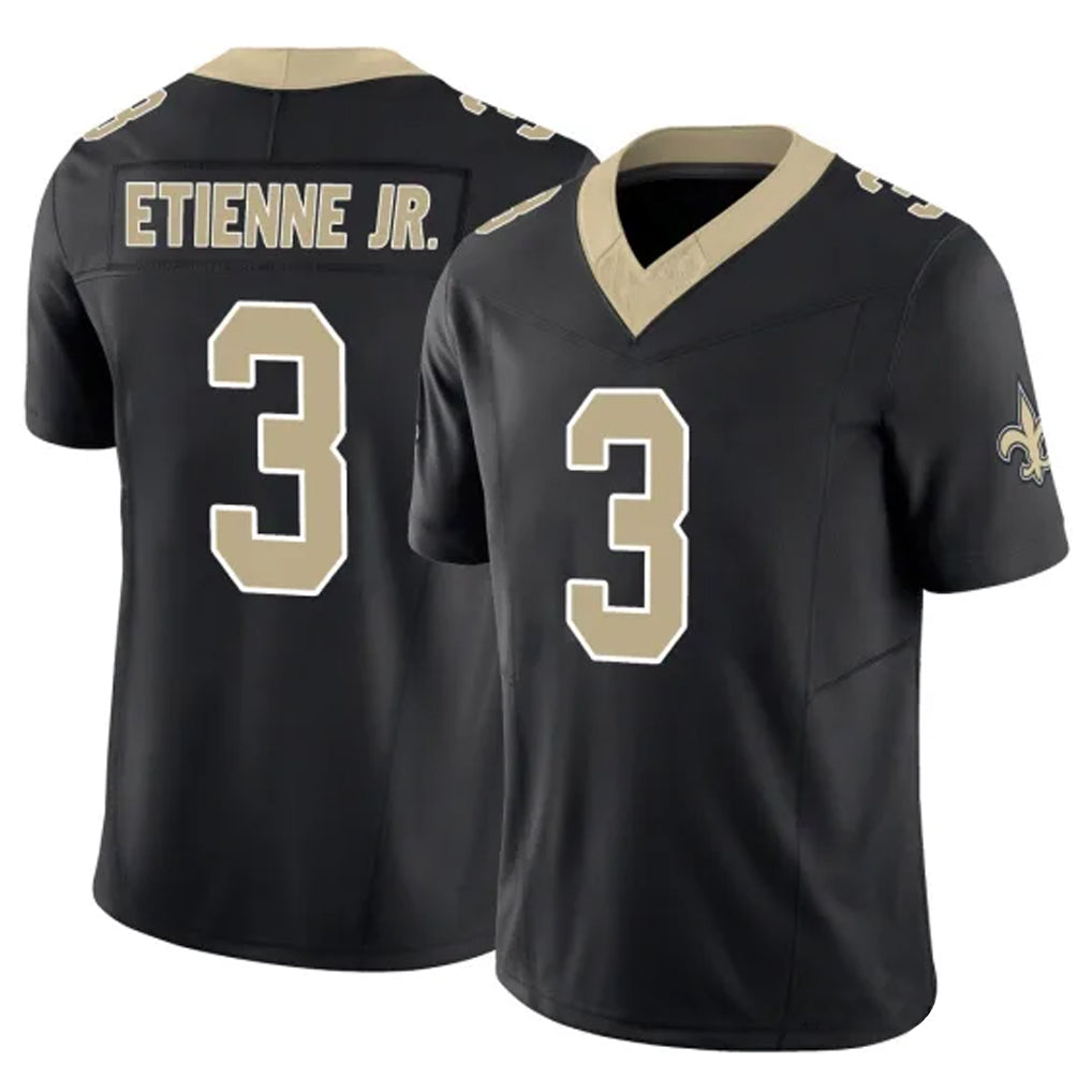 Johmsee NO.Saints #3 Travis Etienne Jr. Player Black Limited Vapor F.U.S.E. Home Game Stitched Jerseys