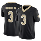 Johmsee NO.Saints #3 Travis Etienne Jr. Player Black Limited Vapor F.U.S.E. Home Game Stitched Jerseys