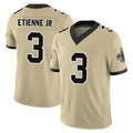 Johmsee NO.Saints #3 Travis Etienne Jr. Player Gold Limited Vapor F.U.S.E. Home Game Stitched Jerseys